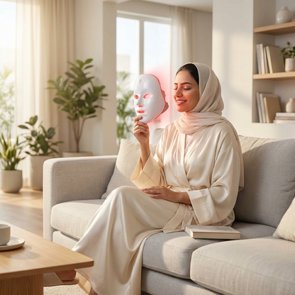 قناع LED لاسلكي ٧ ألوان — بشرة مشرقة بدون عيادات